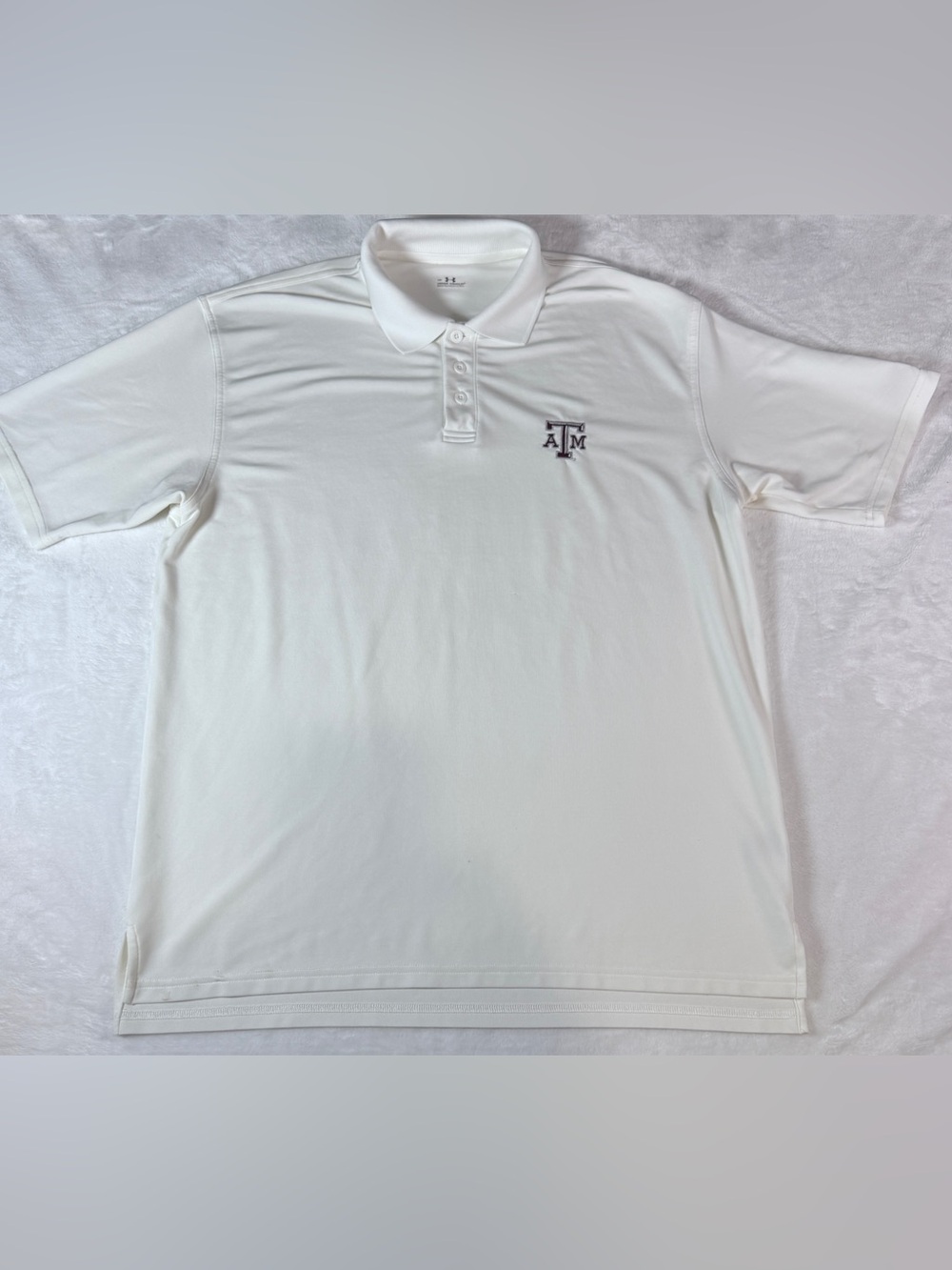 Under Armour Texas A&M Aggies Mens M White Golf Polo Shirt NCAA Performance